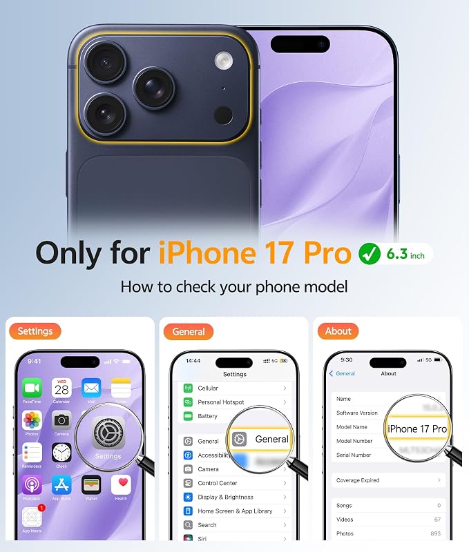FNTCASE for iPhone 17 Pro Case, Fit for Magsafe, Screen Protector, Purple | Full Camera Protection, Translucent Matte, 14FT Military Grade Drop Proof, Shockproof Protective Phone Cover - Image 2