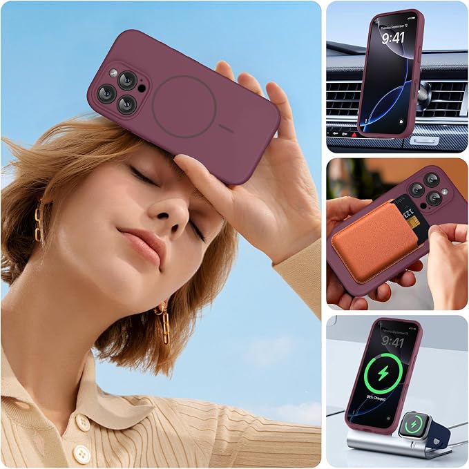 miracase Magnetic for iPhone 16 Pro Max Case, [Soft Anti-Scratch Microfiber Lining], Compatible with MagSafe, Liquid Silicone Case Shockproof Drop Protection Phone Case for 16 ProMax,Wine Red | Compatible with MagSafe, Soft Microfiber Lining, Premium S... - Image 5