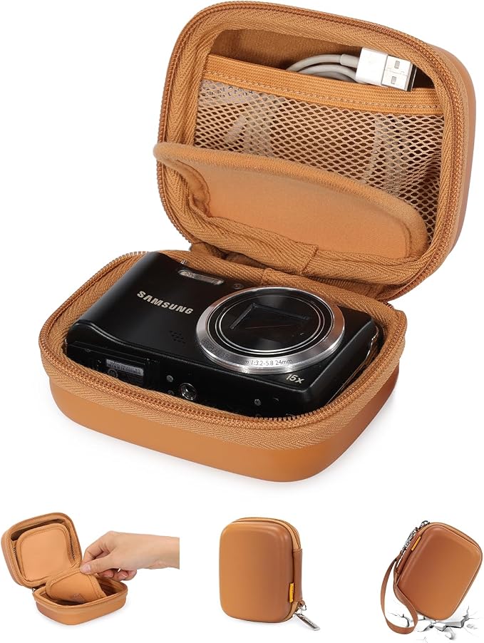 Cwatcun Digital Camera Case, Compact Protective Pouch for Kodak/Canon/Sony | Fits cameras up to 4.9"x3.5"x2.2". 900Dscratch-resistant, water-repellent, 3-layer shockproof sponge, detachable wristband. by FocusonCameraBag