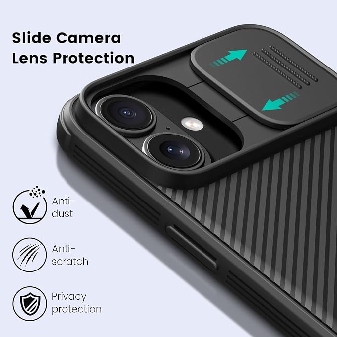 Nillkin Magnetic for iPhone 16 Case, Upgraded Slide Camera Protection, Compatible with Magsafe, Slim Shockproof Protective Phone Case for iPhone 16 6.1 inch, Black - Image 4