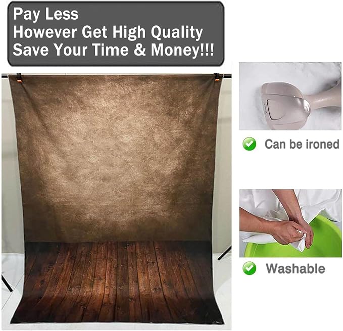 Allenjoy 8x12ft Soft Retro Abstract Brown Wall with Wood Floor Backdrop for Kids Photography Baby Newborn Cake Smash Photo Shoot Background Photographer Props - Image 4