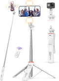 Selfie Stick Tripod with 2 Light, 3 Light Modes & 6 Brightness Levels Extendable Phone Tripod with Detachable Remote & Phone Holder, Portable Camera Tripod Compatible with iphone16 15 14 13/Android by SelfieShow
