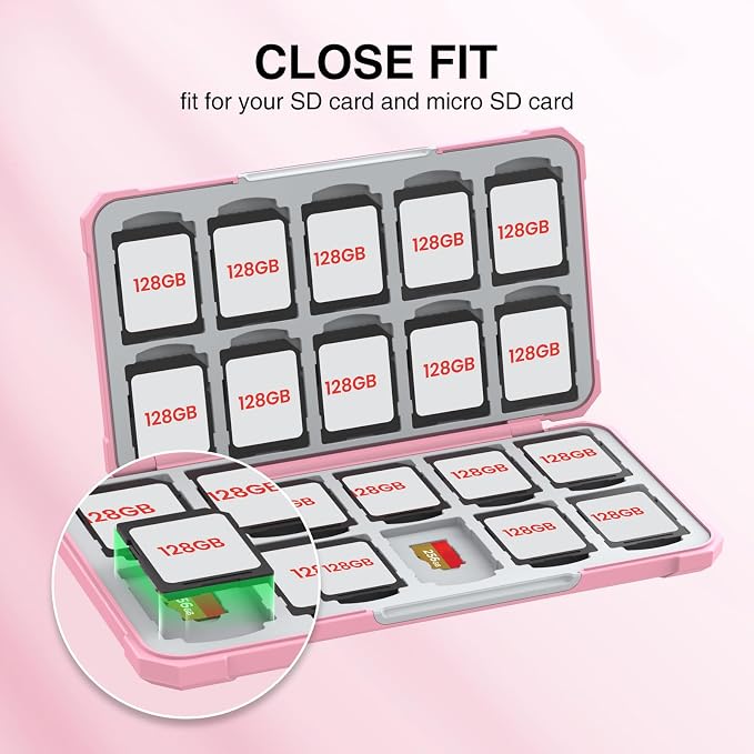 HEIYING SD Card Holder with 40 Precise Slots for SDXC SDHC Micro SD Cards | Portable Game Cards Case, Hard ABS Shell with Soft Silicone Lining, Precise Card Slots,Magnetic Closure for Easy Access - Image 3