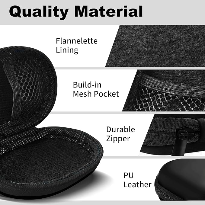 Oval Earbud Case Portable EVA Carrying Case Storage Bag Cell Phone Accessories Organizer with Carabiner for Earphone, Earbud, Earpieces, SD Memory Card, Camera Chips, Black1 - Image 5