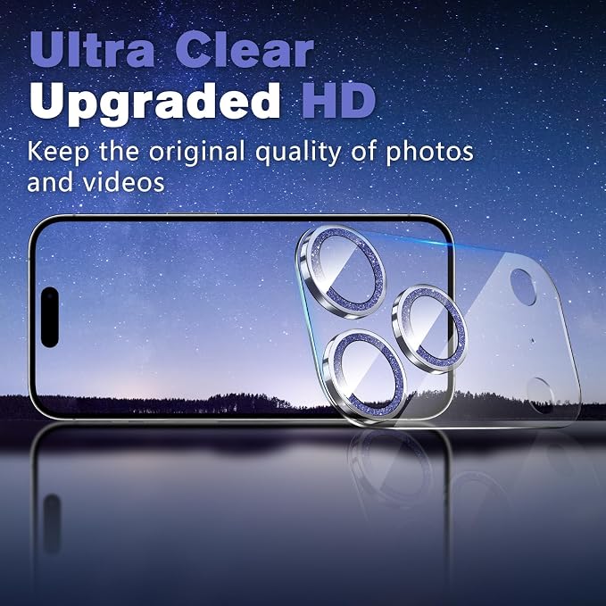 2 Pack for iPhone 17 Pro Max Camera Lens Protector | Bling Tempered Glass 9 Hardness,Anti-Scratch High Definition Camera Screen Protector (Blue) - Image 7