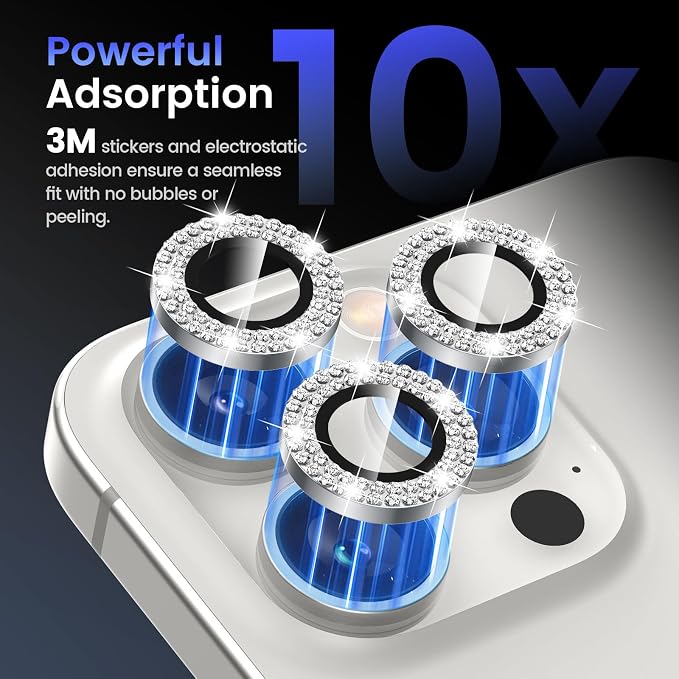 Tensea Camera Lens Protector Compatible for iPhone 17 Pro Max/17 Pro/15 Pro Max/15 Pro/16 Pro Max/16 Pro/14 Pro Max/14 Pro, Metal Tempered Glass Cover Camera Screen Protector Accessories,Case Friendly - Image 4