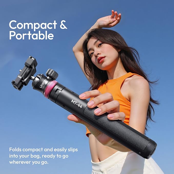 ULANZI MT44 Auto Open Phone Tripod, 59" Extendable Selfie Stick for iPhone | 360° Ball Head, 1s Pop Open , Cold Shoe, Selfie Stick Tripod w 1/4" Screw for Vlog Recording for iPhone 17 Luna Pocket 4 - Image 7