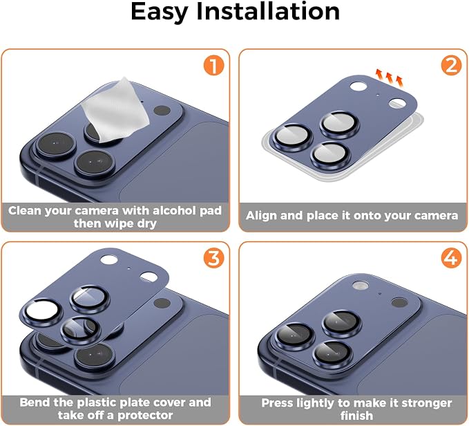 Screen Protector for iPhone 17 Pro 6.3 inch +2 Pack Blue Metal Camera Lens cover Protector - Image 8