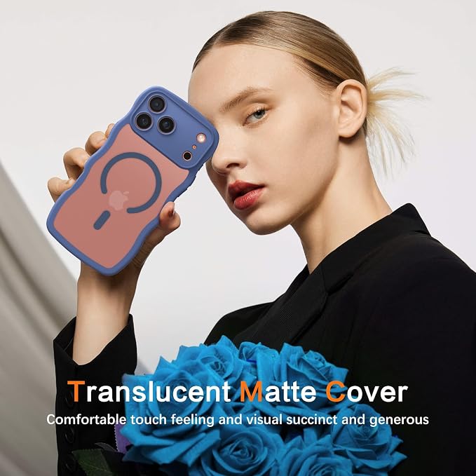 BENTOBEN Magnetic for iPhone 17 Pro Max Case, Cute Wavy [Full Camera Protection][Compatible with MagSafe] Matte Anti-Slip Bumper Women Men Boys Protective Cover for 17 ProMax 6.9", Blue - Image 8