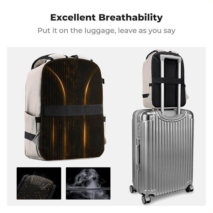 K&F CONCEPT Camera Backpack, DSLR/SLR/Mirrorless Photography Camera Bag | 14in Laptop Compartment & Rain Cover, 600D Fabric for Travel & Daily, Men & Women, Dual-Mode Detachable Dividers, White, B19 - Image 7