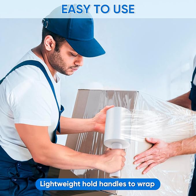 TICONN 2Pk Stretch Wrap Stretch Film Roll, 1000ft Industrial Strength 5 inch Wide Clear Plastic Wrap with Handles for Pallet Wrapping Shipping Moving - Image 7