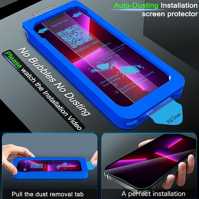 IMBZBK 3+3 Pack for iPhone 13 Pro Screen Protector, 9H+ Tempered Glass | Auto-Dust Removal Tool, with 3 Camera Lens Protectors, 9H+ Hardness, Military Grade Shatterproof, Case Friendly - Image 2