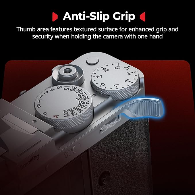 SMALLRIG Thumb Grip with Hot Shoe Cover for FUJIFILM X-E5,Shutter Button | Built-in Silicone Pads,Textured Surface for Enhanced Grip (Silver)-5451 - Image 2