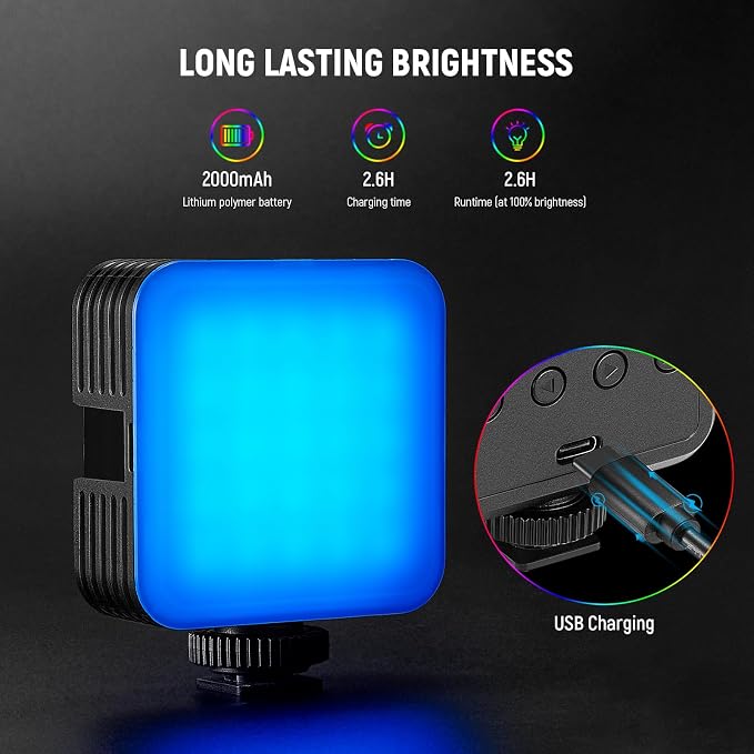 NEEWER Magnetic RGB Video Light, 2 Pack RGB61 LED Camera Light | 360° Full Color, 3 Cold Shoe Mounts, 20 Scenes, 2500K-8500K, 2000mAh Rechargeable, Portable Photography Selfie Lighting - Image 5