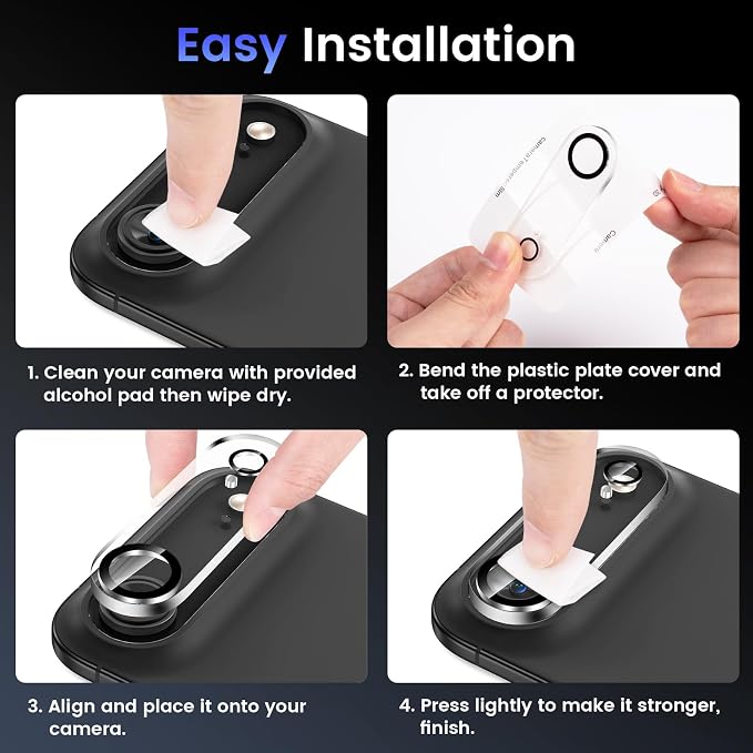 Tensea 3Pcs for iPhone Air Camera Lens Protector | Tempered Glass Film Camera Cover Lens Screen Protector, HD Clear, Full Edge to Edge, Case Friendly for iPhone 17 Air 6.5" - Image 7