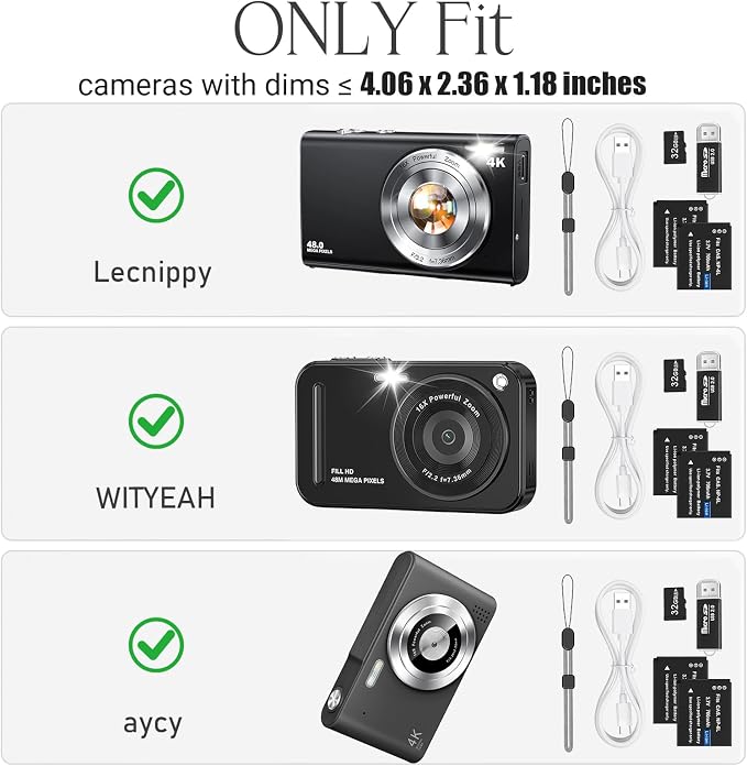 Digital Camera Case for FJFJOPK/for Lecnippy 4K Vlogging Camera/SECHKISS/Fleafer Upgrade FHD 1080P Digital Camera with Mesh Pocket for Accessories SD Card Cable (Case Only) (Black) - Image 2