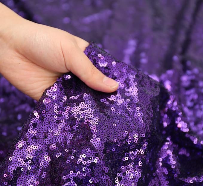 Poise3EHome 2ft x 8ft Purple Sequin Photography Backdrop Curtain 2 Panels for Halloween Party Decoration - Image 3