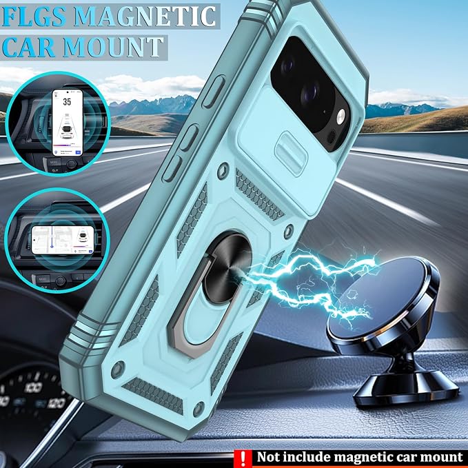 Gritup for Pixel 10 Case: Pixel 10 Pro Case with Screen Protector*2 | Magnetic Stand & Slide Camera Cover, Shock Proof Military-Grade para Google-Pixel-10/10 Pro Cover, Green - Image 6