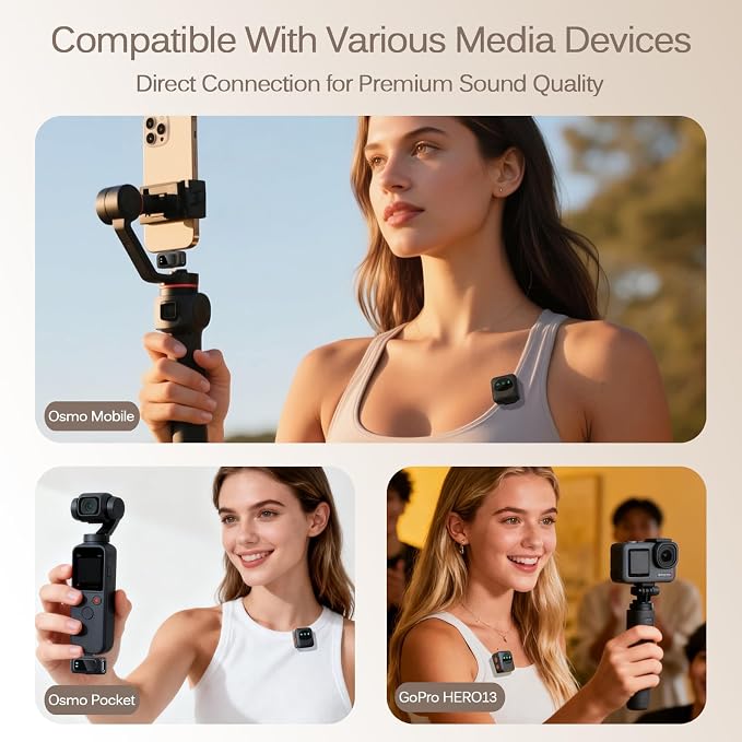 Ai Mini Mic Wireless Lavalier Microphone System (2TX+2RX+Case), Magnetic & Clip-On Microphone for iPhone, Android, Vlogging, Studio-Quality Sound, 48H Battery, Ai Noise Cancelling (Black2) - Image 4