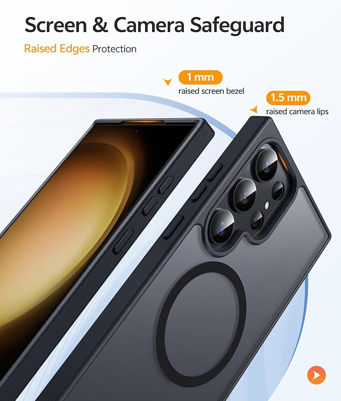 FNTCASE for Samsung Galaxy S23 Ultra Case, Fit for Magsafe, Black | Translucent Matte Magnetic Back, 14FT Military Grade Drop Protection, Shockproof Protective Phone Cover - Image 4