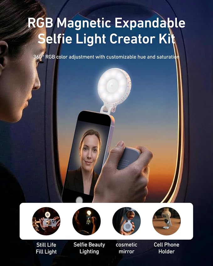 TELESIN Magnetic Phone Camera Grip & 360° RGB Magnetic Selfie Light Kit | Fun Shot Phone Selfie Grip Creator Kit for iPhone Magsafe & Android Selfies/Photography/TikTok/Zoom Calls/Video - Image 3