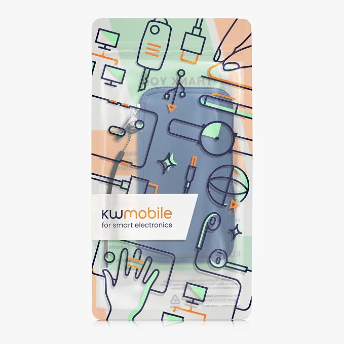 kwmobile Universal Phone Pouch Size XL - 6.7/6.8" - Neoprene Smartphone Pouch with Zip - Water-Repellent Mobile Phone Case - Sleeve in Blue - Image 7