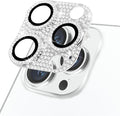 Designed for iPhone 14 Pro and 14 Pro Max Camera Lens Protector, Bling Rhinestone Sparkle Diamond 9H Tempered Glass Lens Cover Shockproof Full Protective Camera Cover, Silver by Hsefo