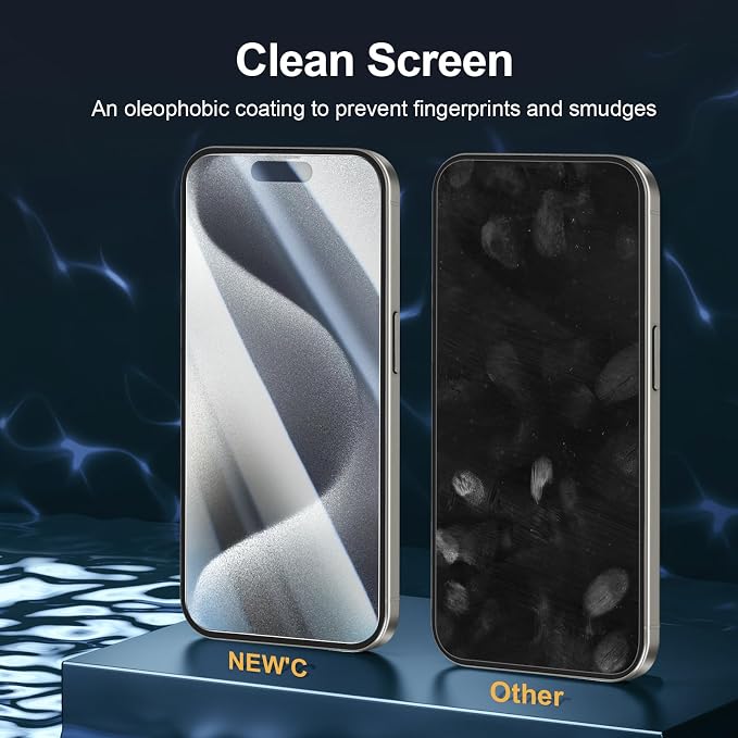 NEW'C 3x for iPhone 15 Pro Screen Protector (6.1 inches)+ 3x Camera Lens Protector, Sensor Protection, Case Friendly Tempered Glass Film + Dust Plug- Easy installation tool include - Image 5