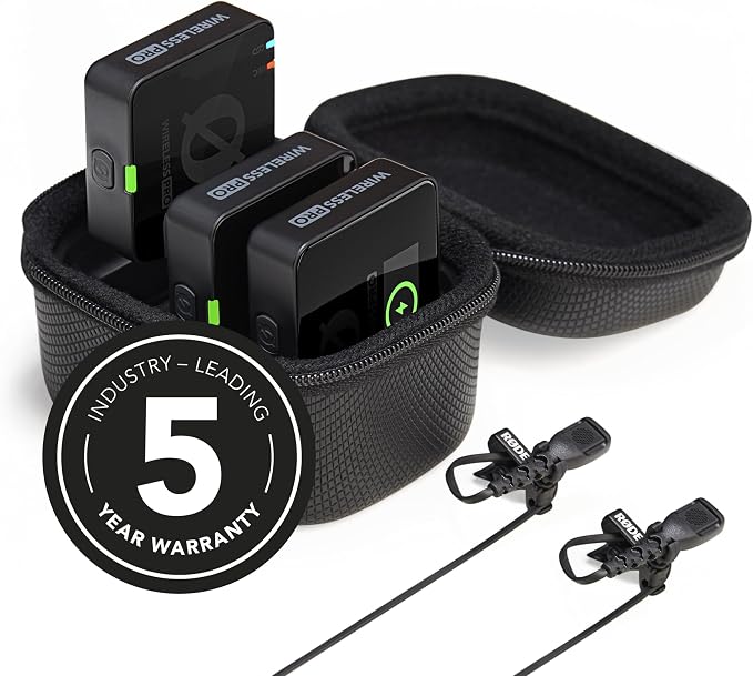 RØDE Wireless PRO Compact Wireless Microphone System with Timecode, 32-bit Float On-board Recording, 2 Lavalier Microphones and Smart Charge Case for Filmmaking and Content Creation | 32-bit Float On-board Recording, 2 Lavalier Microphones and Smart Ch... - Image 2