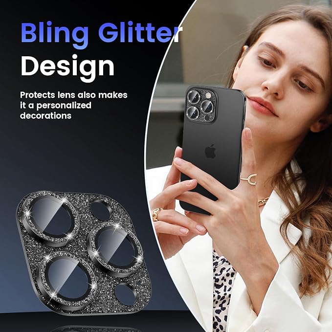 Tensea for iPhone 15 Pro Max/iPhone 15 Pro Camera Lens Protector Bling | Metal Aluminum Alloy Tempered Glass Cover Camera Screen Protector Accessories, Case Friendly - Image 2