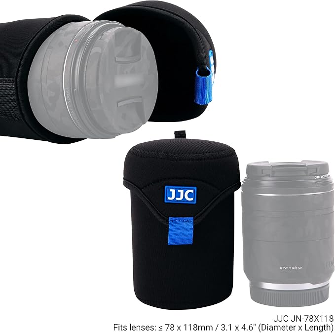 JJC Small Neoprene Camera Lens Pouch Case, Fits Lens up to 3.1 x 4.6inches | Water-Resistnat, Fold Over Closure, Compatible with Canon RF 85mm f/2, Nikon Nikkor Z 85mm f/1.8, Sigma 16mm f/1.4 - Image 2