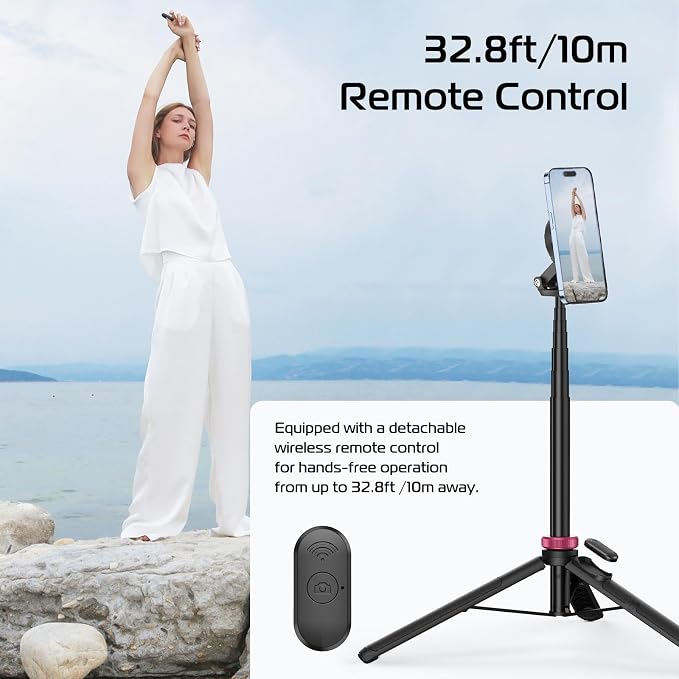 ULANZI 61'' Magnetic Selfie Stick Phone Tripod with Wireless Remote, Extendable Cell Phone Holder Stand, Compatible with MagSafe, Cellphone Tripod for iPhone 17 16 15 14 13 12 and Android Phones - Image 6