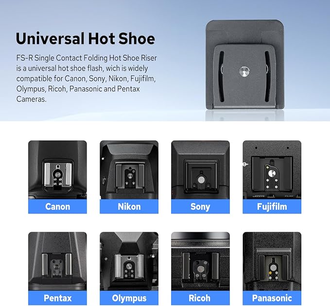 Godox FS-R Single Contact Folding Hot Shoe Riser, Extender for Godox IM30 IM20 IM22 Mini Flash, Raises Flash 30mm Height to Reduce Lens Shadow, Flexible Flash Positioning - Image 5
