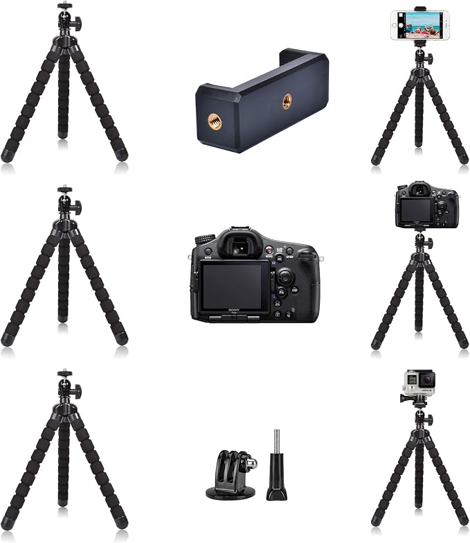 Phone Mini Tripod, Ruittos Premium Flexible Mobile Phone Tripod Stand Compatible with iPhone Samsung Go Pro, Small Digital Camera, Black - Image 5