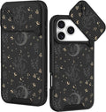 for iPhone 17 Pro Max Case - Women Cute Phone Cover Girly Pretty Unique Aesthetic Design Slide Camera Cover Protective Case for Apple for iPhone 17 Pro Max, Black Moon Stars by Goocrux