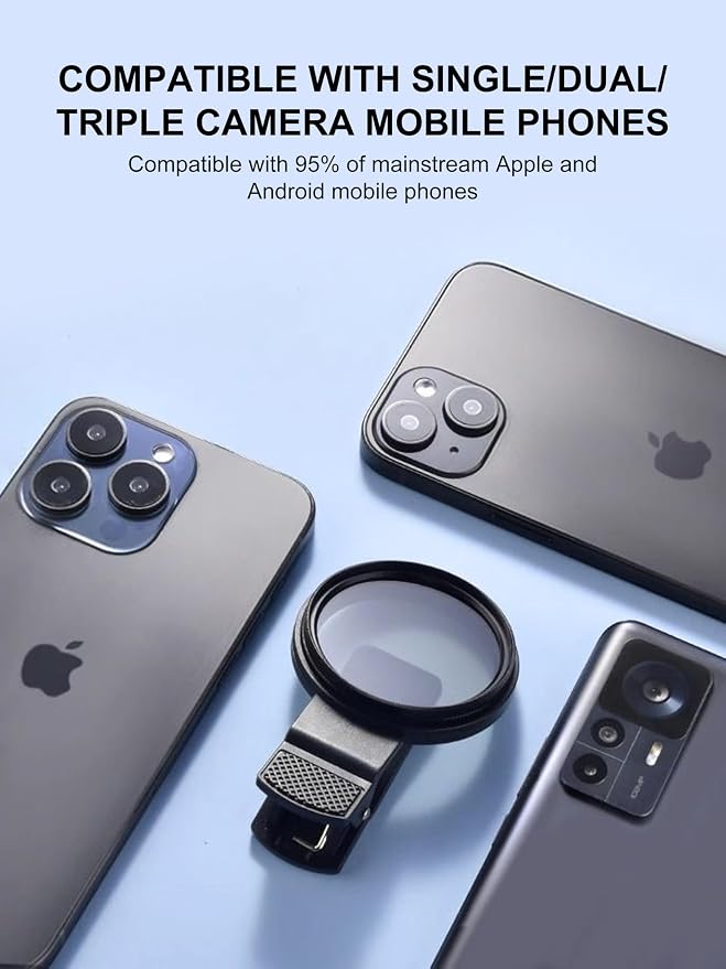 Concept 52mm Clip-On CPL Polarizing Filter for iPhone 16/15/14/13/12/11, Phone Camera Lens Kit with Universal Clip-On Adapter and Protective Case,Camera Kit - Image 2