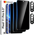 3 Pack Privacy Screen Protector for Google Pixel 11 Pro Tempered Glass + 2 Pack Camera Lens Protector, True 25°Anti Spy, 9H Hardness, Fingerprint Unlock, Case Friendly Bubble-Free 6.3 Inch by letosan