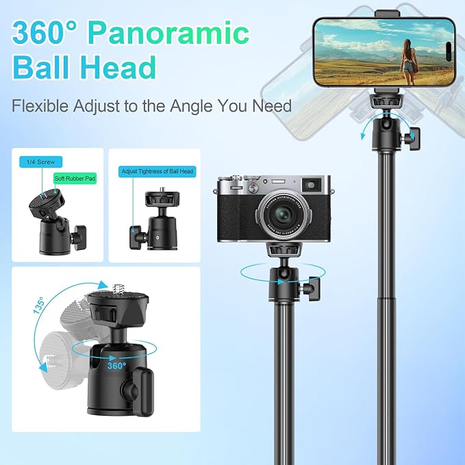 Ailight Adjustable Desk Camera Mount & Webcam Stand 10.8"-31.1" | 1/4" Screw, C-Clamp Base, Overhead Tripod, Compatible with DSLR Logitech Obsbot insta360 Anker and Others - Image 4