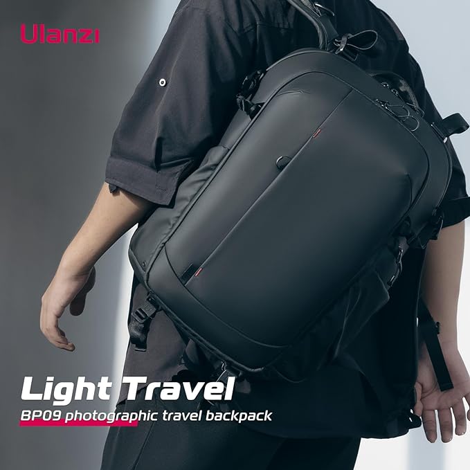 ULANZI 22L Camera Backpack Professional Bag, Water-Resistant Camera Case | Photography Anti Theft Travel for Photographers DSLR Mirrorless Camera Lens Tripod Holder 16" Laptop Black - Image 2