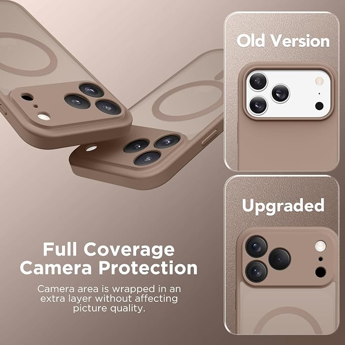 CAPRARO for iPhone 17 Pro Case, Compatible with MagSafe | Upgraded [Full Camera Protection] Protective Translucent Matte Women Girl Magnetic Phone Case Cover, Withered Brown - Image 7
