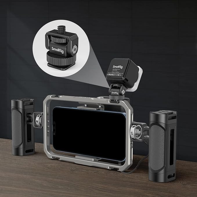 SmallRig Mini Ball Head Cold Shoe Mount Adapter with 1/4"-20 Thread - 3577 | 1/4" Thread to Cold Shoe Adapter, Ball Head for Angle Adjustment, Mounts on Camera/Phone Cage for LED Light - Image 7