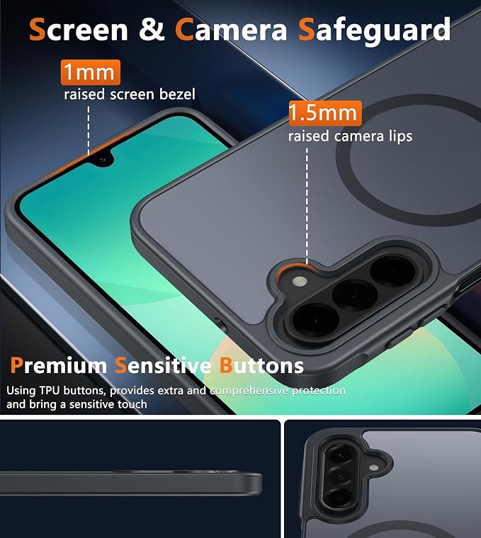 FNTCASE for Galaxy A26 5G Phone Case, Fit for Magsafe, Screen Protector | Translucent Matte, 14FT Military Grade Drop Protection, Slim Shockproof Protective, for Samsung A 26 4G Cover, Black - Image 7