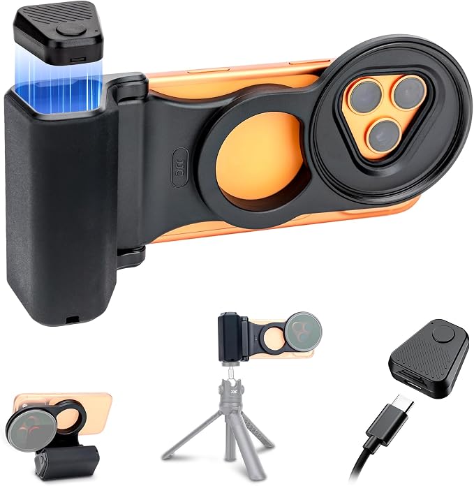 67mm Magnetic Phone Lens Filter Adapter Kit for iPhone 17/Air/16/15/14 Pro(NOT for Pro Max), UV ND CPL Phone Filter Mount with Universal Smartphone Camera Shutter Grip for Photography(NO Filters) by Kiorafoto