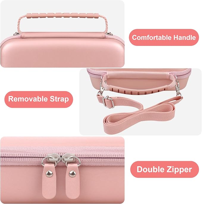 Canboc Camera Case for Femivo/brewene/zheozeig/VETEK 4K Vlogging Camera | Vlogging Camera Bag with Removable Shoulder Strap, Mesh Pocket fit Lens, Battery, Cable, Rose Gold (Case Only) - Image 6