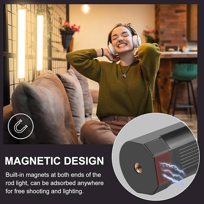 114 LEDs RGB Video Light Wand, Magnetic Handheld Magnetic Tube Light 2500K-9000K CCT & 20 Scene Modes with 3000mAh Battery, 95+ CRI, 120° Beam Angle for Photography YouTube TikTok Vlog - Image 7