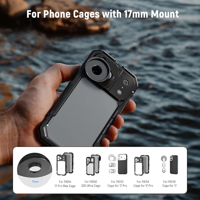 NEEWER 17mm to 37mm Lens Filter Adapter Ring, Compatible with Beastgrip 37mm Lenses Phone Cage Rig Stabilizer for iPhone 16 15 Pro Max Plus S24 Ultra for Video Recording, PA061 - Image 2