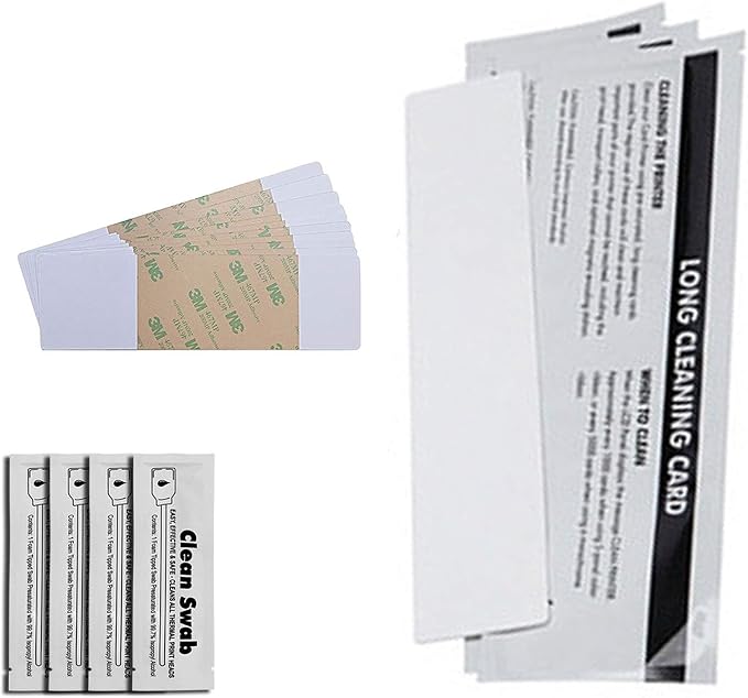 DuraClean™ DC-86177 ID Printer Cleaning Kit for Most Fargo Card Printers. 3 Long Cleaning Cards, 10 Adhesive Cleaning Cards & 4 Cleaning Swabs. by IDZone