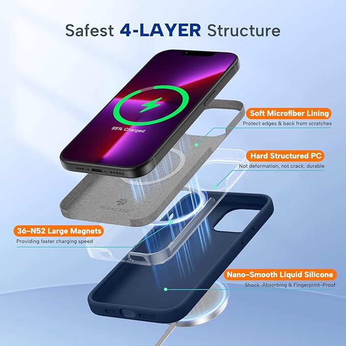 Miracase Magnetic for iPhone 15 Pro Case, Silicone, Soft Microfiber Lining - Image 3