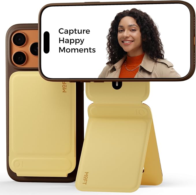 MOFT Phone Tripod Stand, Portable Selfie Stick for iPhone, Mulit-Angle | Pocket Size | Strong Magnets l MOVAS Leather | Magsafe Compatible | Easy to Charge | Stylish |For Content Creators by MOFT