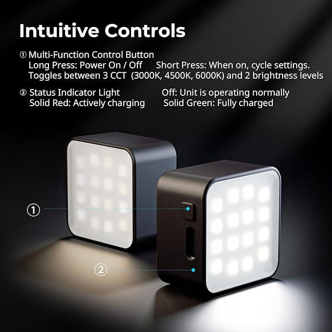 SmallRig Magnetic Mini LED Video Light for Action Cameras, 3000K-6000K, 500mAh Battery, for DJI OSMO Action 6/5 Pro/4/Pocket 4/3/Nano, for GoPro Light, for Insta360 Ace Pro2, for Xtra Muse- 5446 | 500mAh, Cold Shoe Light for DJI OSMO Action 6/5 Pro/4/P... - Image 9